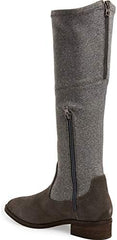 Klub Nico Zuri Grey Fashion Side Zip Suede Stacked Heel Riding Knee High Booties