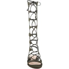 Schutz Shyla Millitary Green Suede Flat Tie Up Knee High Gladiator Sandals