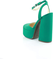 Jessica Simpson Skilla Green Platform Pump Buckle Strap Block Heeled Sandals