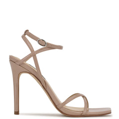 Nine West Tidle Barely Nude Ankle Strap Squared Open Toe Stiletto Heeled Sandals