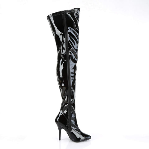 Pleaser Seduce-3000 Black Patent Fashion Stiletto Zip Over The Knee Boots 7