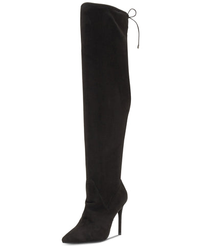 Jessica Simpson Lessy Black Suede Pointed Toe Stiletto Over Knee Dress Boots