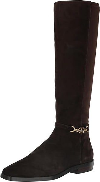 Sam Edelman Clive Chocolate Brown Squared Toe Stacked Heel Knee High Boots