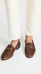 Sam Edelman Loraine Terrazo Brown Leather Classic Chain Detail Vamp Loafers 8.5