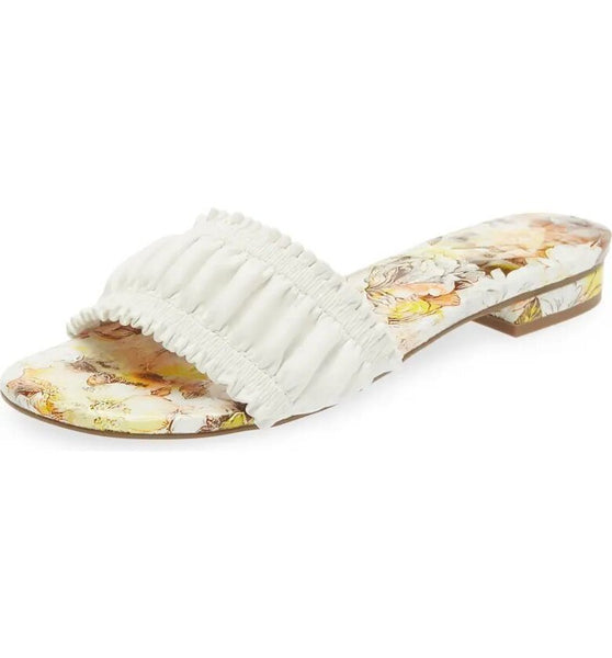 Cecelia New York Liberty Alabaster Floral Print Slip On Open Toe Slide Sandals