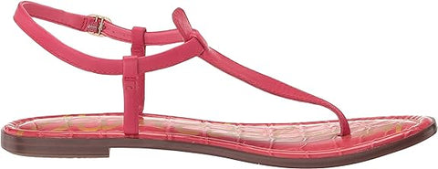Sam Edelman Gigi Ultra Fuchsia Croco Embossed Ankle Strap Thong Flats Sandals