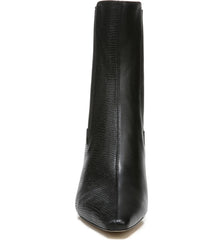 Sam Edelman Sammie Black Snake Leather Pointed Toe Spool Heel Pull On Ankle Boot