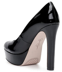Jessica Simpson Nellah Black Patent HIgh Heel Platform Pump Thick Heel Round Toe