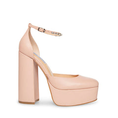 Steve Madden Bangle Blush Leather Ankle Strap Super High Platform Pump Sandals