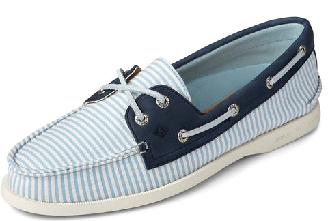 Sperry Top-Sider A/O 2-Eye Leather Rounded Toe Slip On Loafer Boat Shoes BLUE