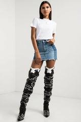 Cape Robbin Kelsey-21 Black Western Pointed Slouchy Over The Knee Thigh Boots