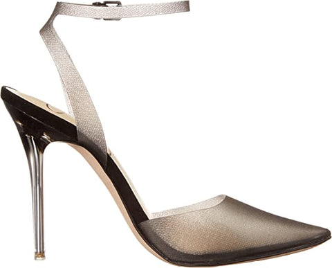 Jessica Simpson Pirrie Clear Anthracite Stiletto Pointed Toe Ankle Strap Pumps