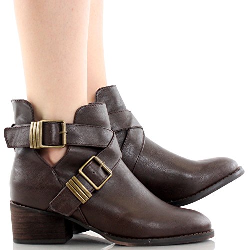 Breckelles Bronco-11 Brown Vegan Leather Bootie