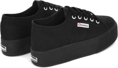 Superga Unisex Low-Top Sneakers Full Black Lace Up Platform Fashion Sneakers