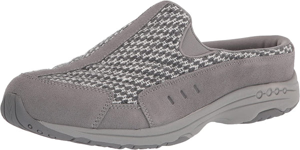 Easy Spirit Travel Time Round Closed-Toe Slip On Mule Clog Grey Wide (9.5, Grey)