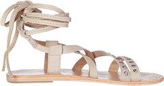 Charles David Steeler Nude Flat Open Toe Tie Up Thin Strappy Gladiator Sandals