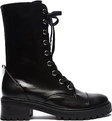 Schutz Maurissa Black Lace Up Side Zipper Rounded Toe Ankle Combat Boots