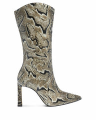 Vince Camuto  Senimda Multi Snake Print Leather Pointed Toe Snake Mid Calf Boots