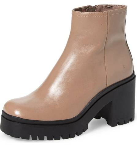 Jeffrey Campbell Anemone Putty Nude Leather Platform Lug Sole Chunky Ankle Boots