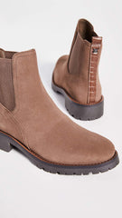 Sam Edelman Jaclyn Dark Taupe Pull On Rounded Toe Lug Sole Fashion Ankle Boots