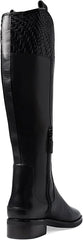 Cole Haan Hampshire Black Leather/Black Suede Round Toe Pull On Knee High Boots