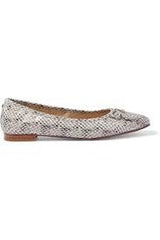 Sam Edelman Woman Jillie Bow Snake-Effect Leather Ballet Flats Animal Print