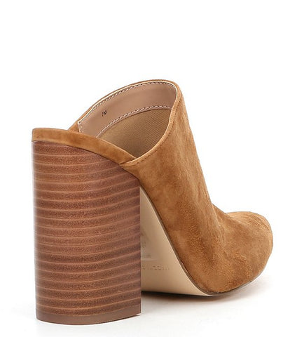 Steve Madden Ditty Tan Suede Block HIgh Heel Western Pumps Mules