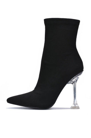 cape robbin Renee Pointed Toe Perspex Clear Stiletto Heeled Ankle Dress Booties