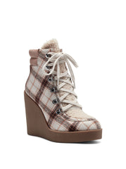 Jessica Simpson Maelyn Wedge Platform Almond-Toe Ankle Boots Light Natural Combo