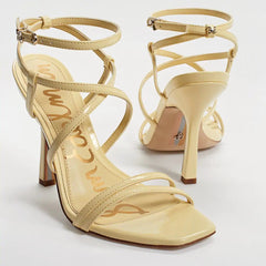 Sam Edelman Leeanne Honey Dew Open Toe Wrapped Ankle Strap High Heeled Sandals