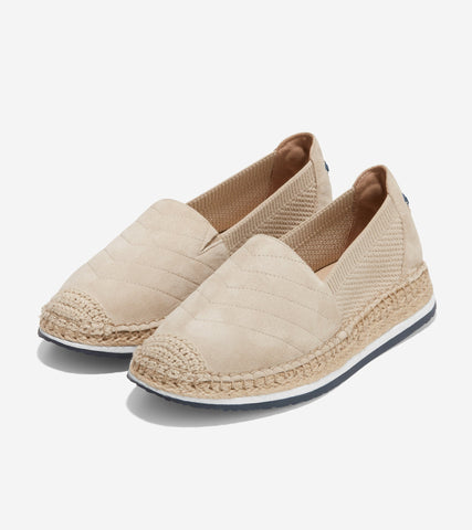 Cole Haan Cloudfeel Espadrille Sesame Suede Slip On Cap Toe Flat Loafers Shoes