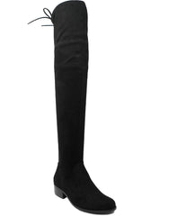 Charles David Gammon Black Stretch Suede Flat Round Toe Over Knee Boot Wide Calf