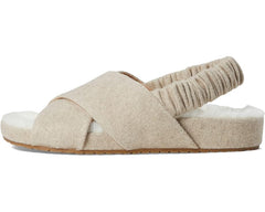 Cole Haan Mojave Crisscross Oatmeal Wool Slingback Rounded Open Toe Furry Sandal