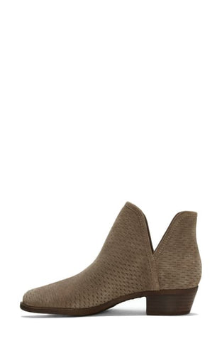 Lucky Brand Baley Fashion Boot Brindle Taupe Suede Low Cut Out Ankle Booties