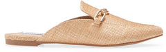 Steve Madden Faraway Raffia Slip On Pointed Toe Chain Detailed Mule