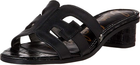 Sam Edelman Illie Black Slip On Open Rounded Toe Block Heeled Slides Sandals