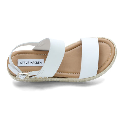 Steve Madden Catia White Leather Ankle Strap Open Toe Wedges Espadrilles Sandals
