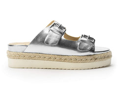 Jane and the Shoe Jojo Silver Two Buckle Fashion Open Toe Platform Sandals