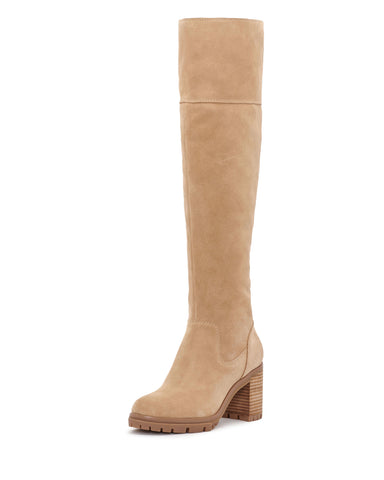 Vince Camuto Dasemma 2 Tortilla Taupe Wide Calf Over The Knee Block Heel Boots