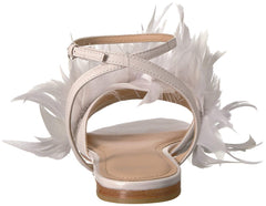 Pour La Victoire Layla Ivory Flat Feathered Sandals Ivory White Feather