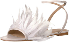 Pour La Victoire Layla Ivory Flat Feathered Sandals Ivory White Feather