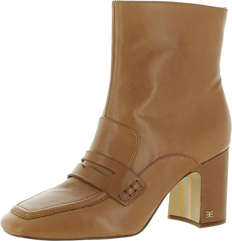 Sam Edelman Fenna Saddle Leather Almond Toe Block Heel Fashion Ankle Boots