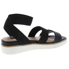 Steve Madden Gambel Black Low Wedge Fitted Strappy Ankle Strap Sandals