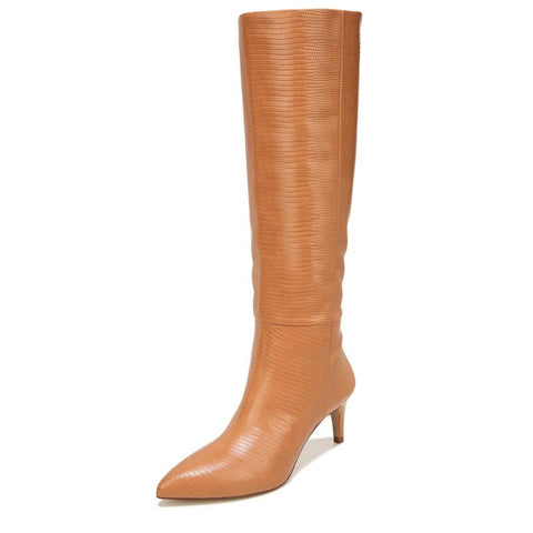 Sam Edelman Uma Copper Leather Pointed Toe Mid Heel Knee High Fashion Boots