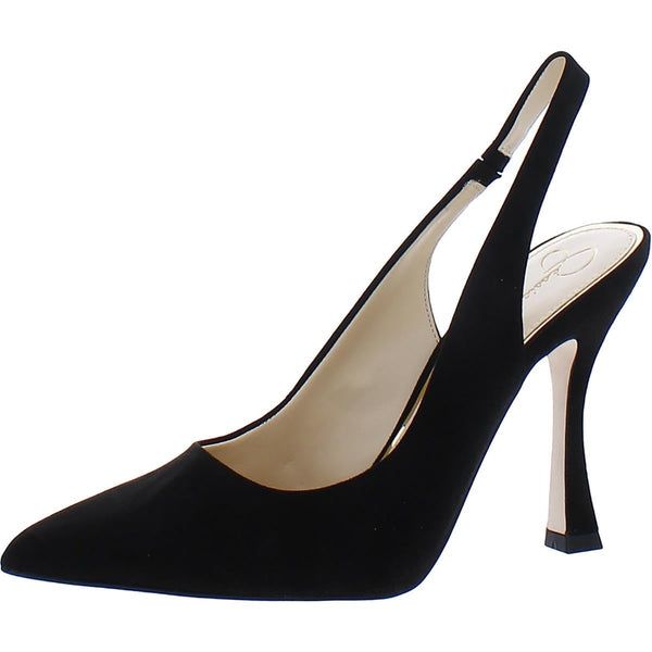 Jessica Simpson Rosan Black Fashion Slingback Pointed Toe Ankle Strap Pumps Shoe