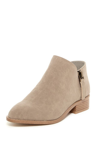 LFL by Lust For Life Women's Anchor Taupe Side Zip Stacked Heel Ankle Boots