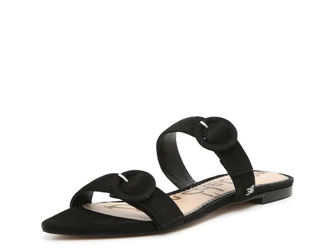 Sam Edelman LARUE Slip On Flat Slide Sandals Black Suede Mule Open Toe Slides
