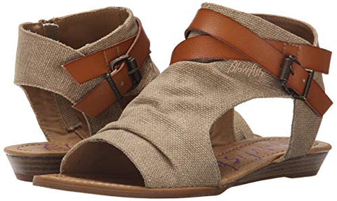 Blowfish Women's Balla Wedge Sandal, Desert Sand Rancher Canvas/Dyecut