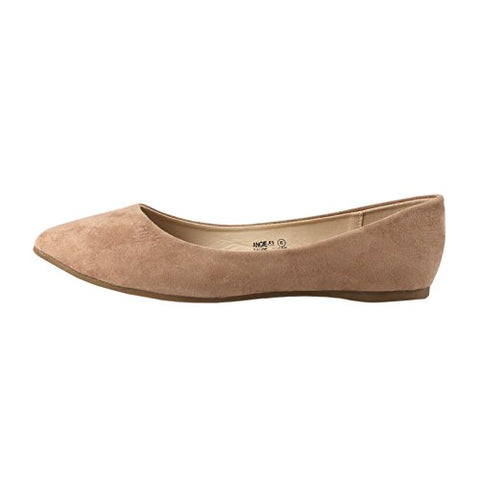 Bella Marie Angie-53 Taupe Women's Classic Pointy Toe Ballet Slip On Suede Flats