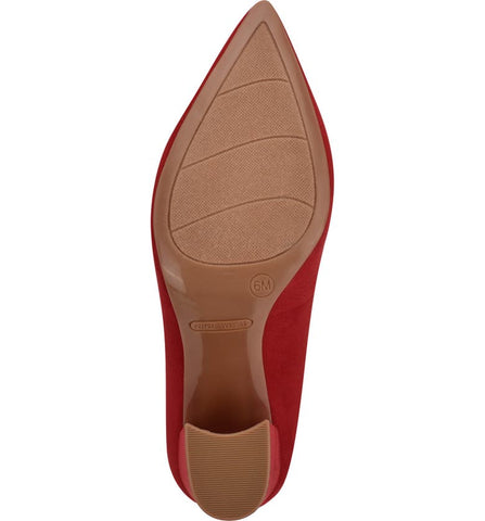 Nine West Cecilee Red Slip On Pointed Closed Toe Retro Inspired Heeled Pumps